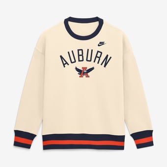 Women's Nike  Natural Auburn Tigers Oversized Legacy Arch Phoenix Sweatshirt