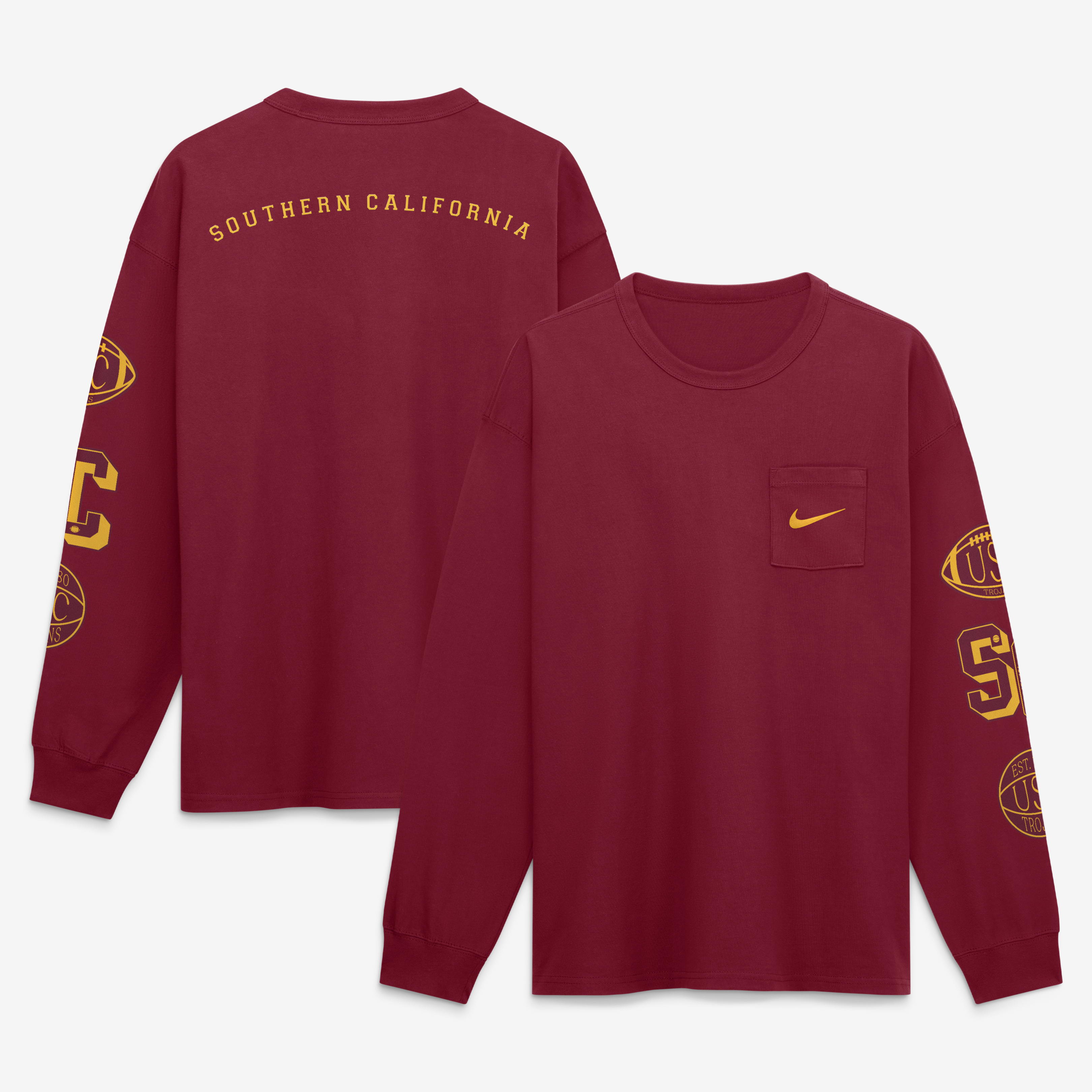 Men's Nike Cardinal USC Trojans Academic Long Sleeve Pocket T-Shirt