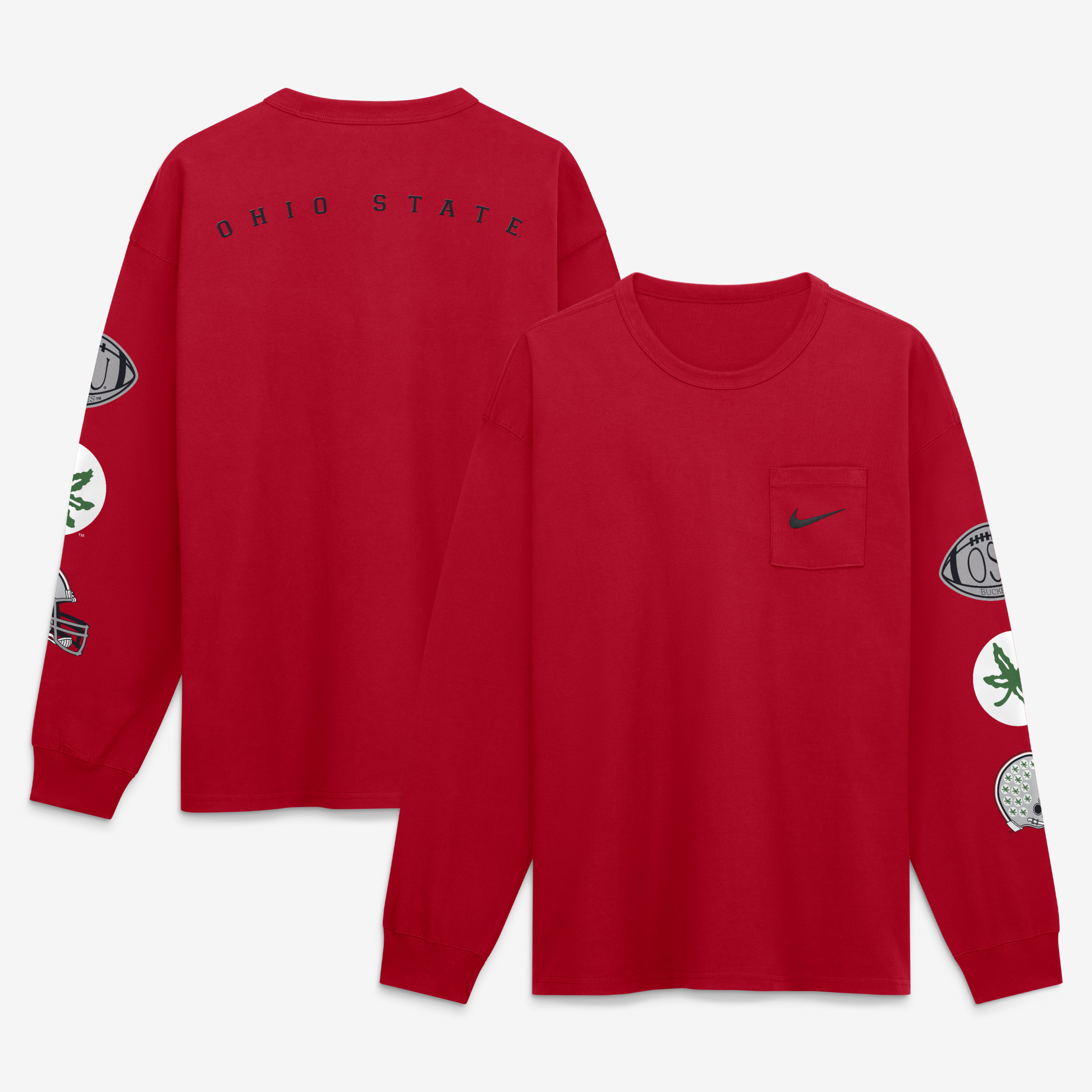 Men's Nike Scarlet Ohio State Buckeyes Academic Long Sleeve Pocket T-Shirt
