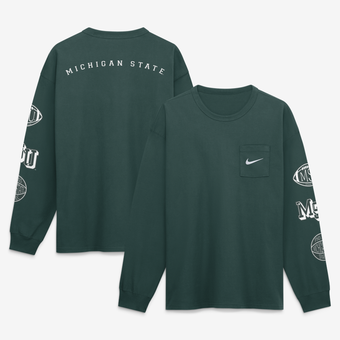Men's Nike Green Michigan State Spartans Academic Long Sleeve Pocket T-Shirt