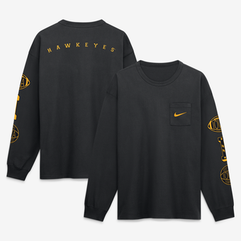 Men's Nike Black Iowa Hawkeyes Academic Long Sleeve Pocket T-Shirt