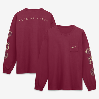 Men's Nike Garnet Florida State Seminoles Academic Long Sleeve Pocket T-Shirt
