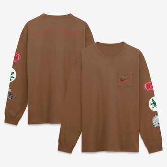 Men's Nike Brown Ohio State Buckeyes Academic Long Sleeve Pocket T-Shirt