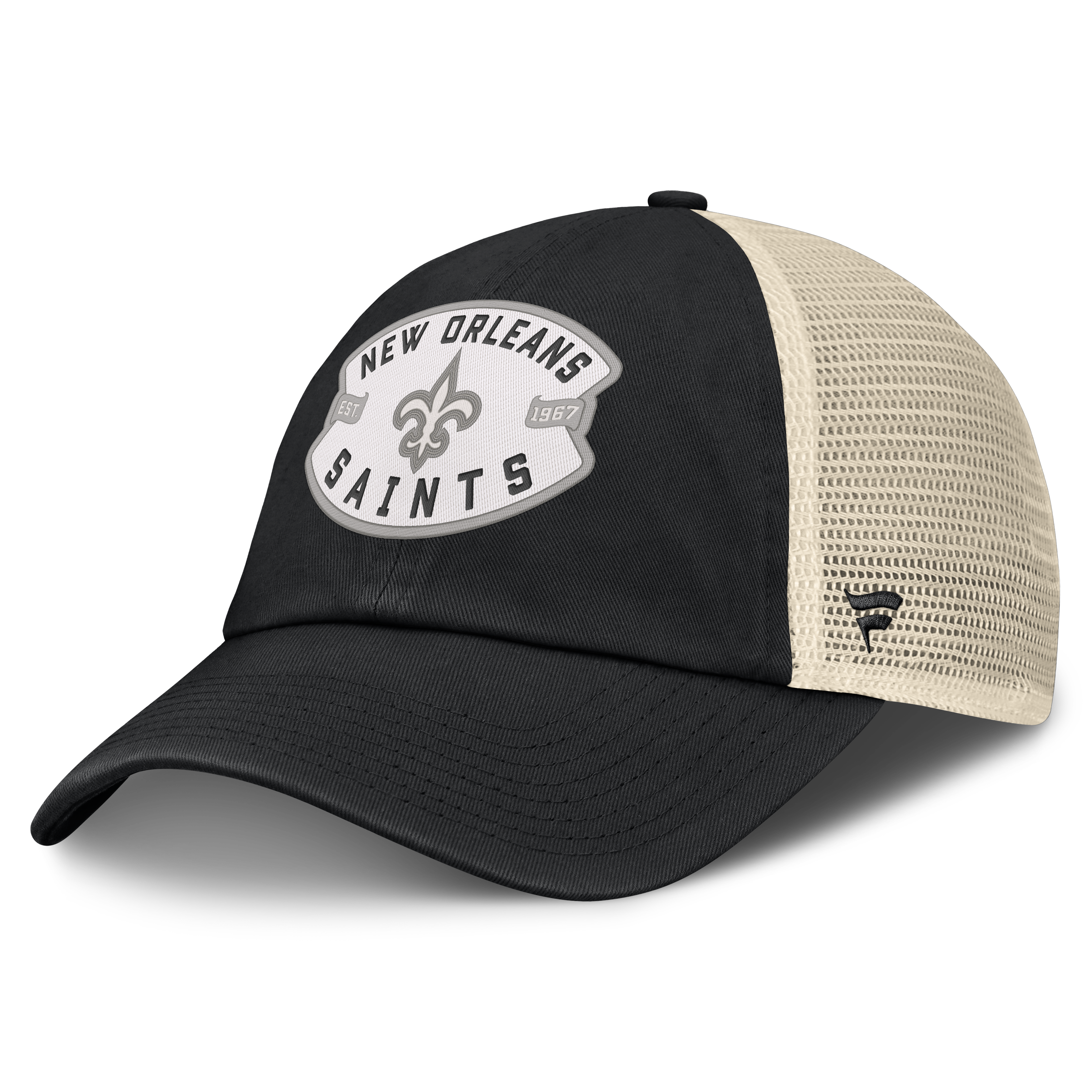 Men's Fanatics Black New Orleans Saints Placard Trucker Adjustable Hat
