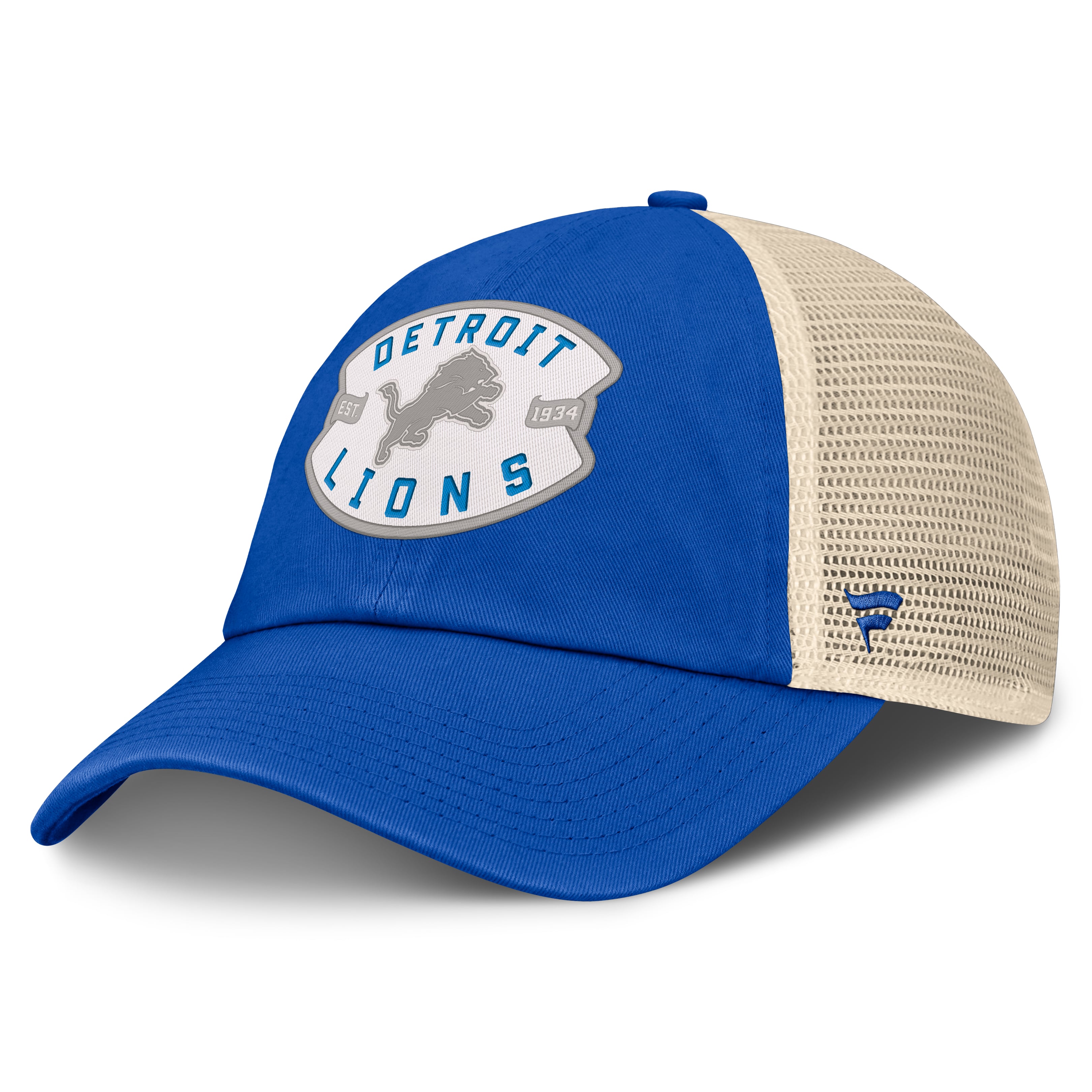Men's Fanatics Blue Detroit Lions Placard Trucker Adjustable Hat