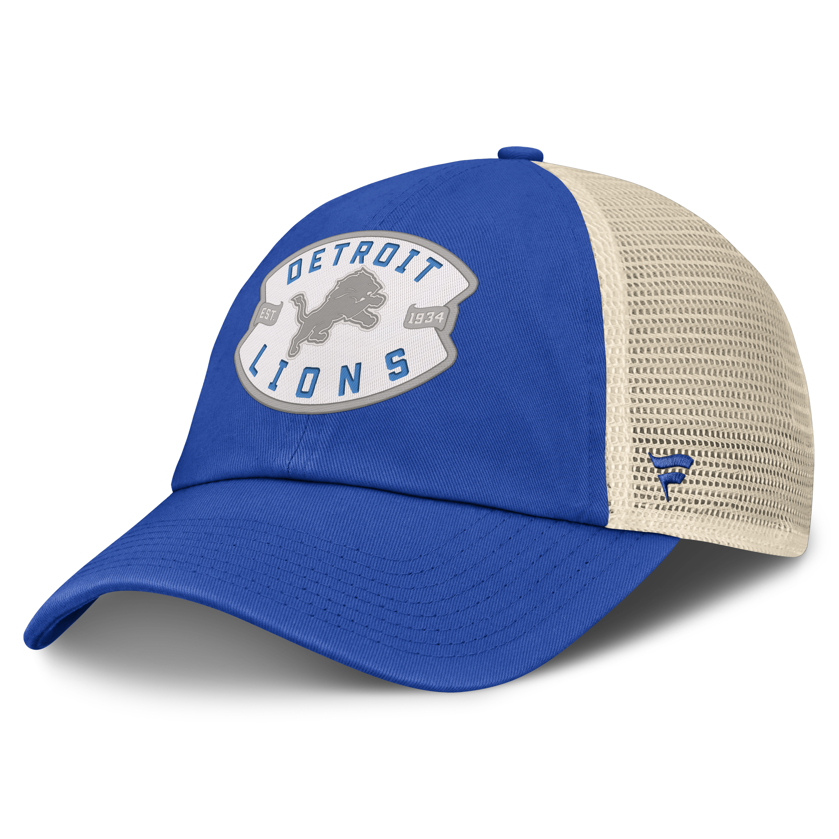Men's Fanatics Blue Detroit Lions Placard Trucker Adjustable Hat