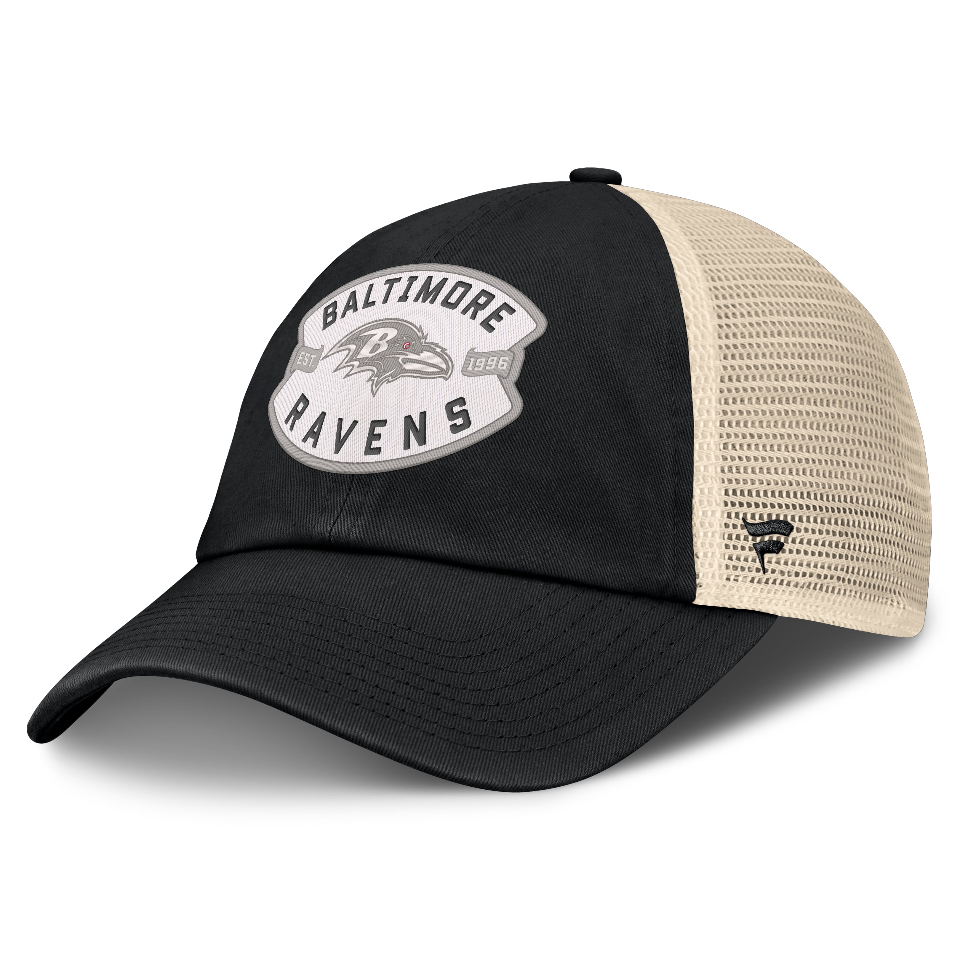 Men's Fanatics Black Baltimore Ravens Placard Trucker Adjustable Hat