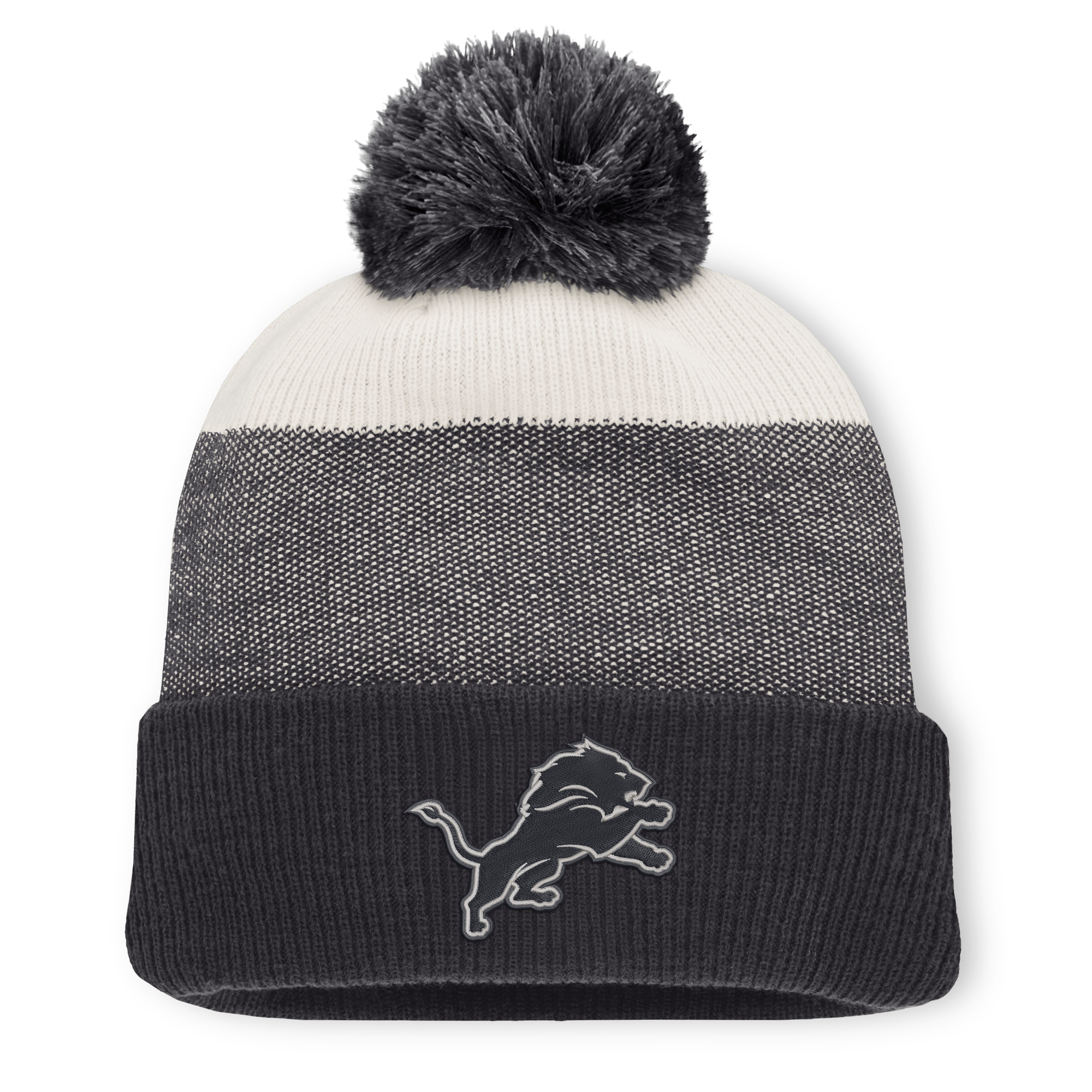 Men's Fanatics Charcoal/Gray Detroit Lions Cuffed Knit Hat with Pom
