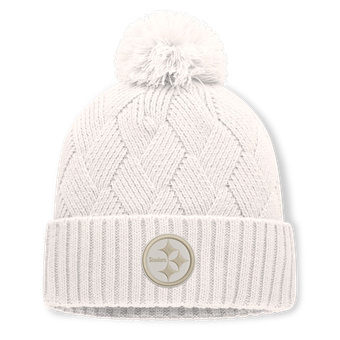 Women's Fanatics  Cream Pittsburgh Steelers Shift Cuffed Knit Hat with Pom