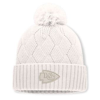 Women's Fanatics  Cream Kansas City Chiefs Shift Cuffed Knit Hat with Pom