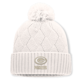 Women's Fanatics  Cream Green Bay Packers Shift Cuffed Knit Hat with Pom