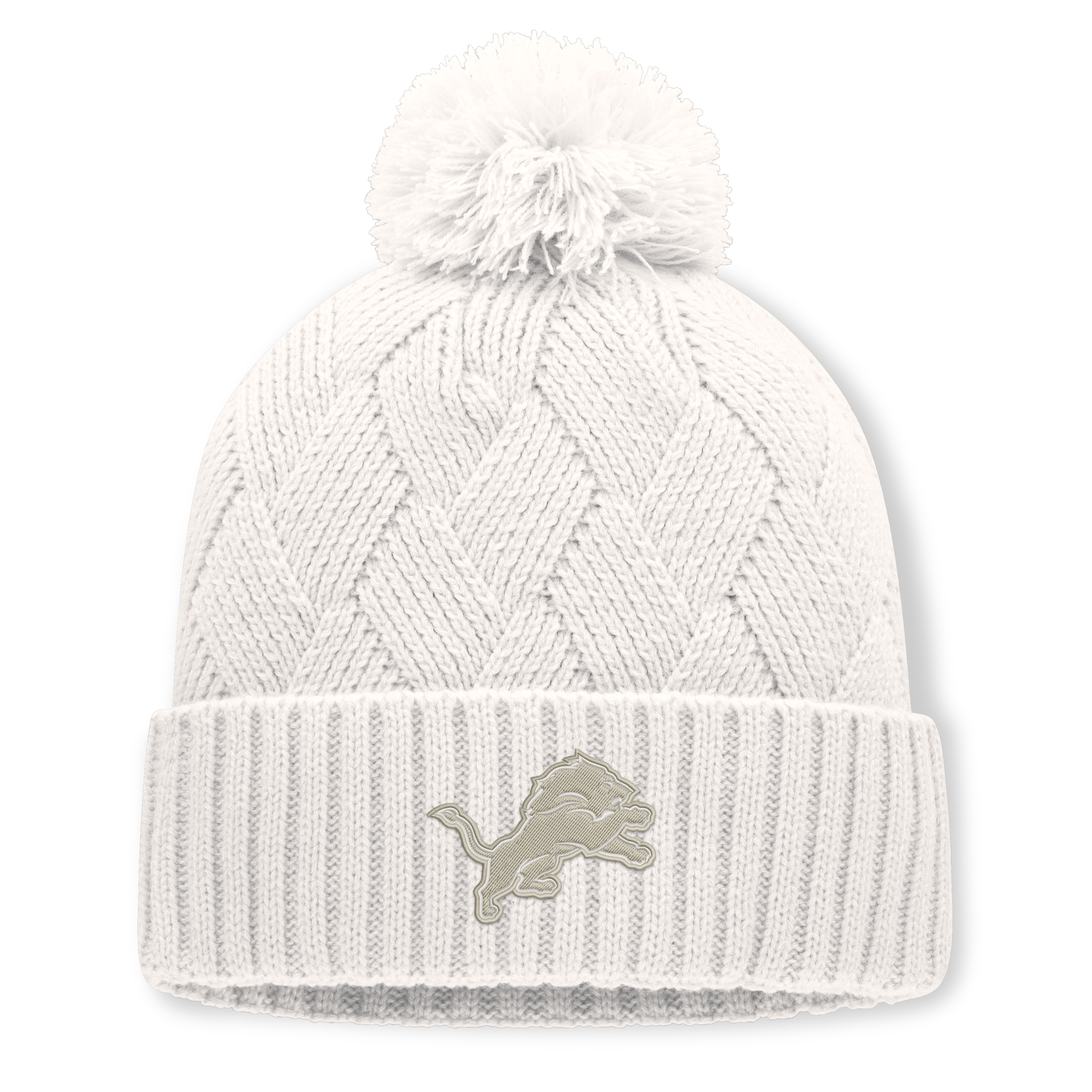 Women's Fanatics  Cream Detroit Lions Shift Cuffed Knit Hat with Pom