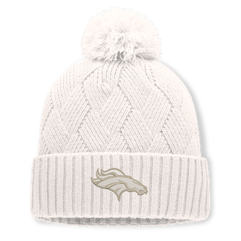 Women's Fanatics  Cream Denver Broncos Shift Cuffed Knit Hat with Pom