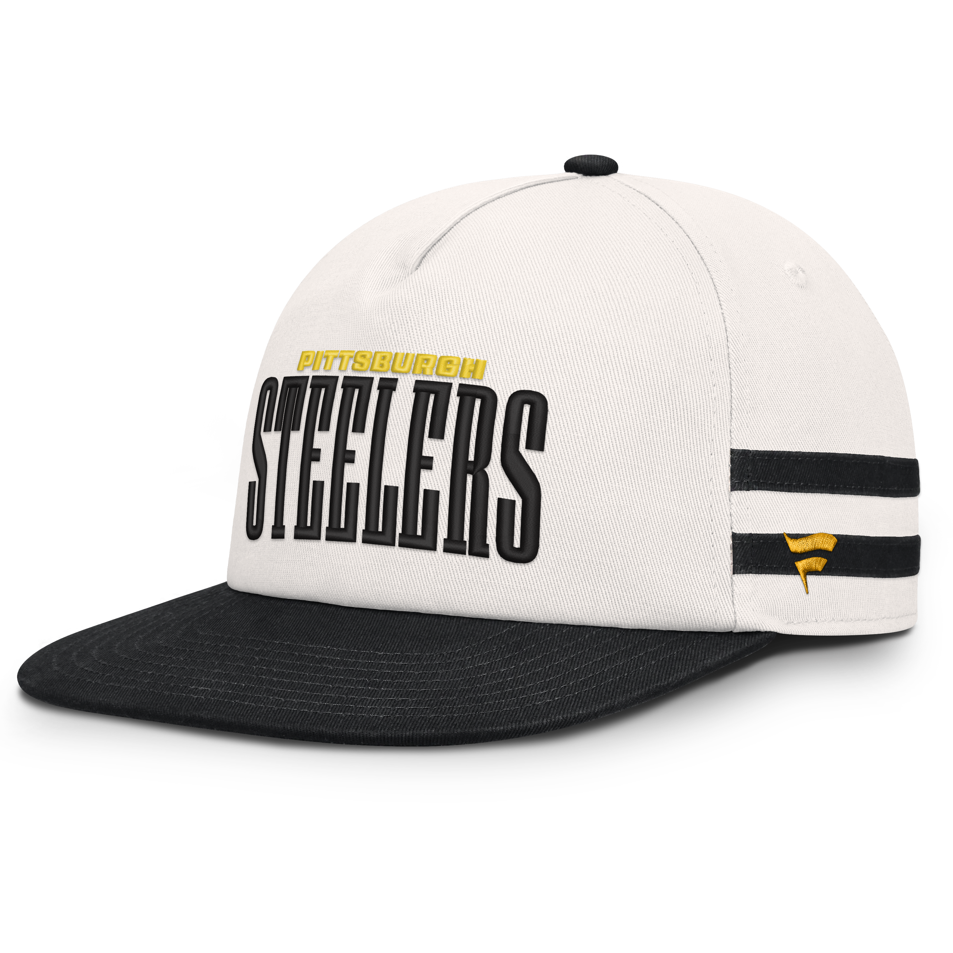 Men's Fanatics Cream/Black Pittsburgh Steelers Heritage Doubleback Golfer Adjustable Hat