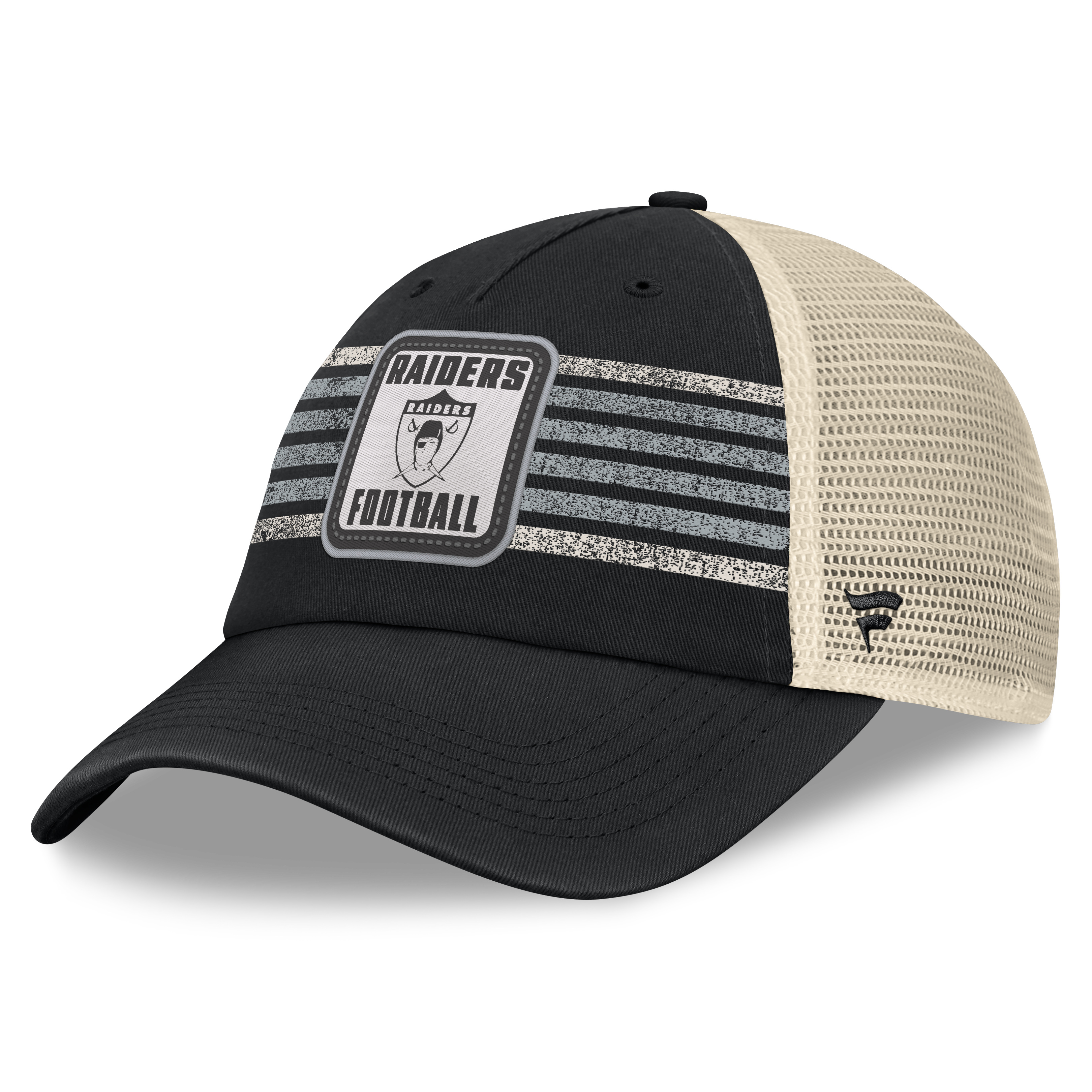 Men's Fanatics Black Las Vegas Raiders Heritage Logo Waggle Unstructured Trucker Hat
