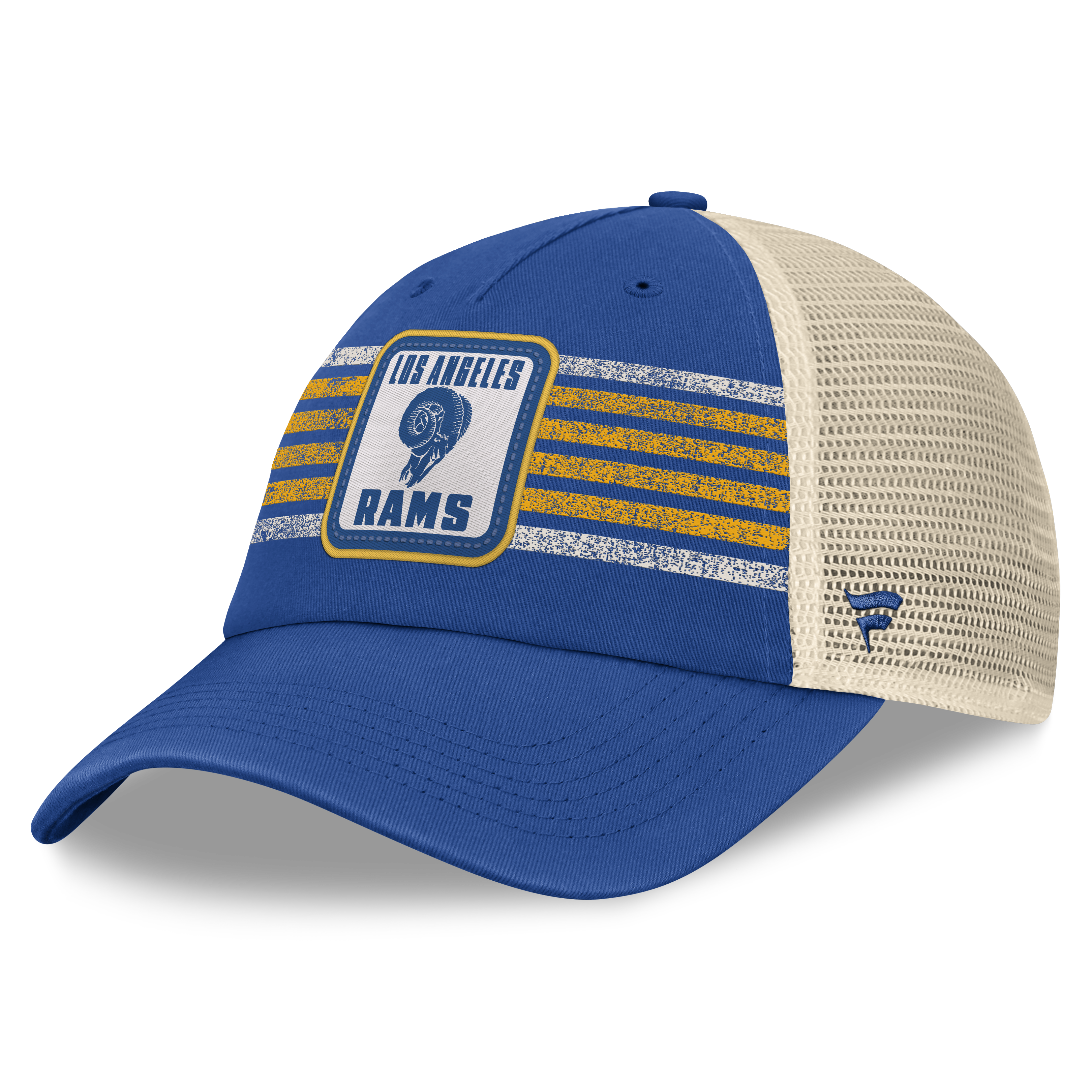 Men's Fanatics Royal Los Angeles Rams Heritage Logo Waggle Unstructured Trucker Hat