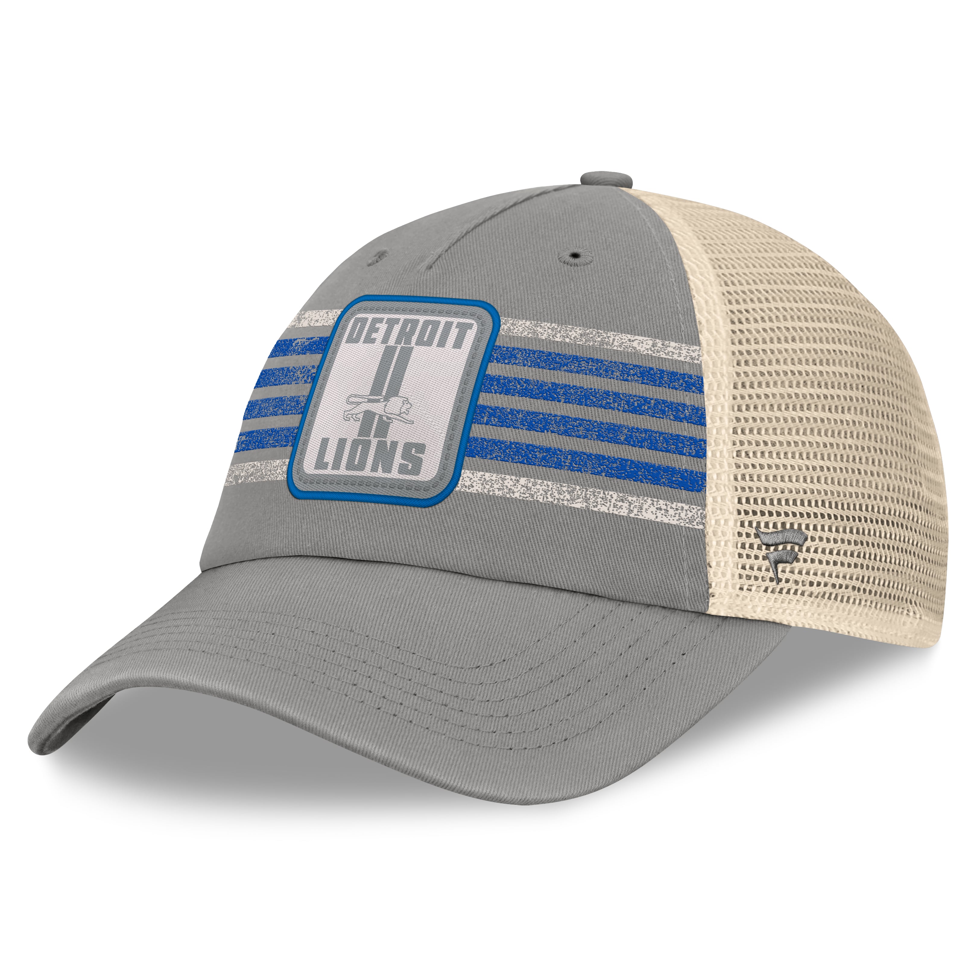 Men's Fanatics  Gray Detroit Lions Heritage Logo Waggle Unstructured Trucker Hat