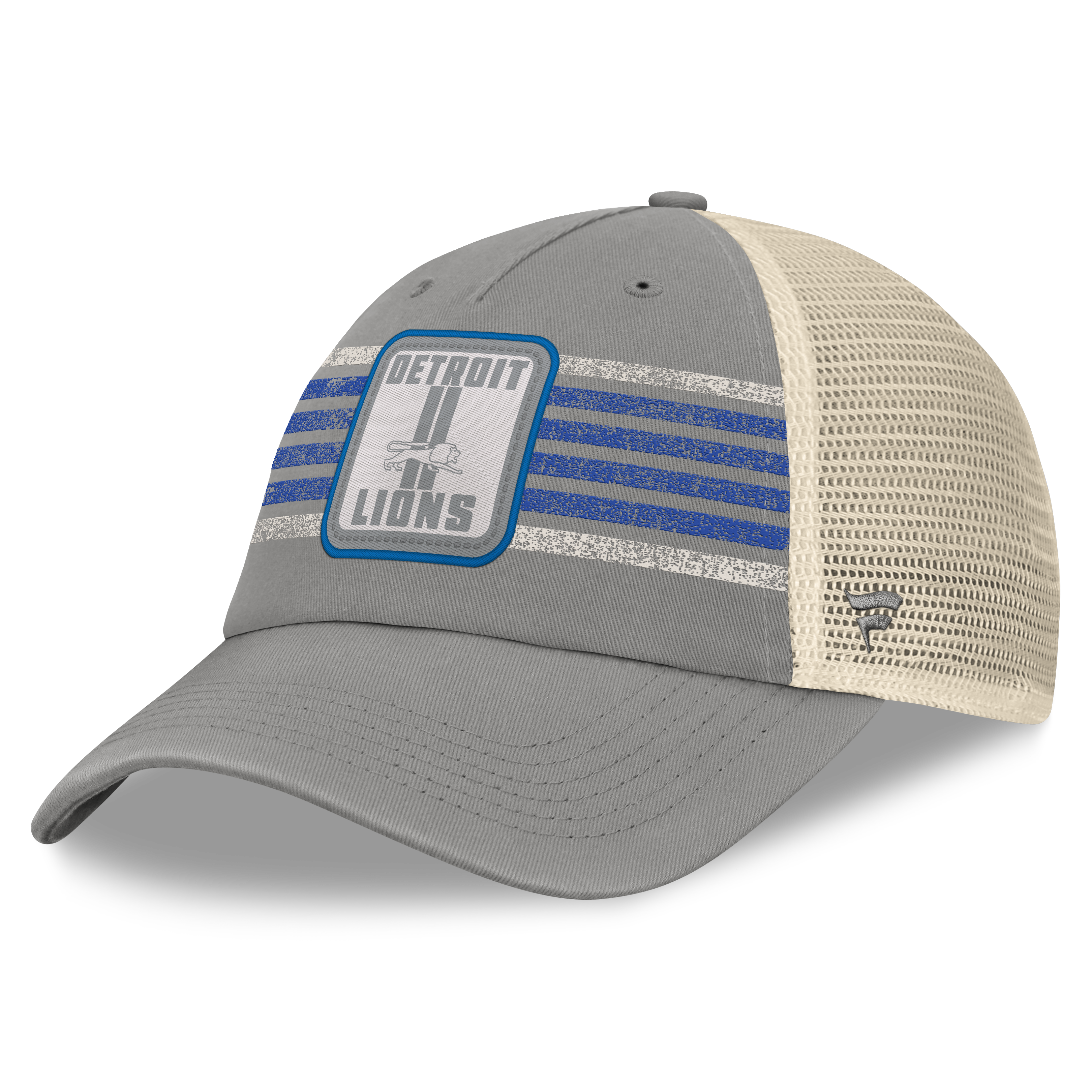 Men's Fanatics Gray Detroit Lions Heritage Logo Waggle Unstructured Trucker Hat