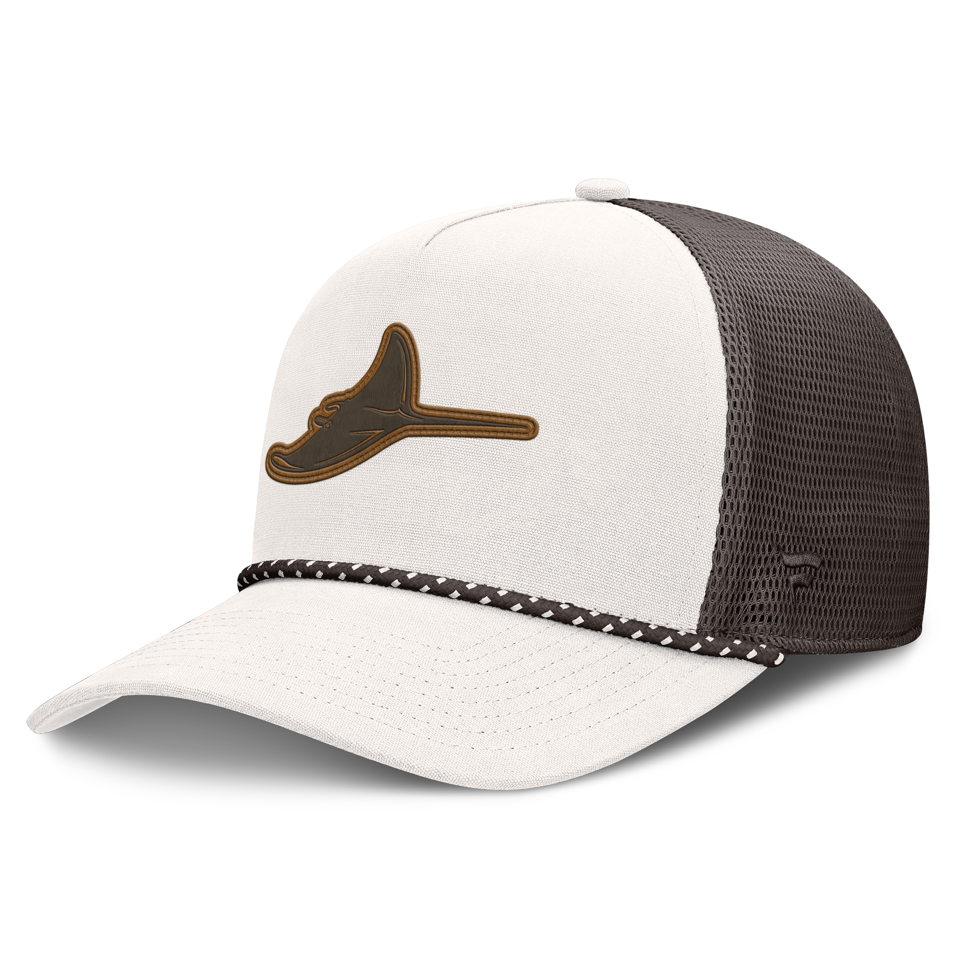 Men's Fanatics Cream/Brown Tampa Bay Rays Level Up Bronco Adjustable Trucker Hat