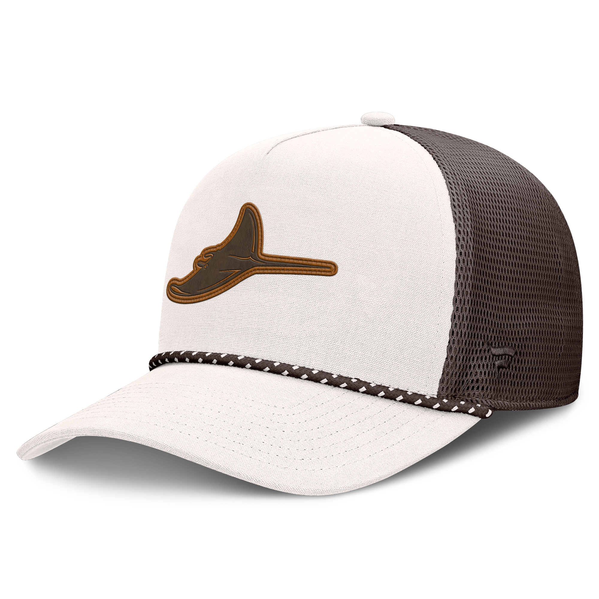 Men's Fanatics Cream/Brown Tampa Bay Rays Level Up Bronco Adjustable Trucker Hat