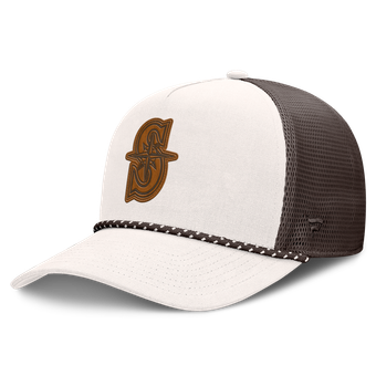 Men's Fanatics Cream/Brown Seattle Mariners Level Up Bronco Adjustable Trucker Hat