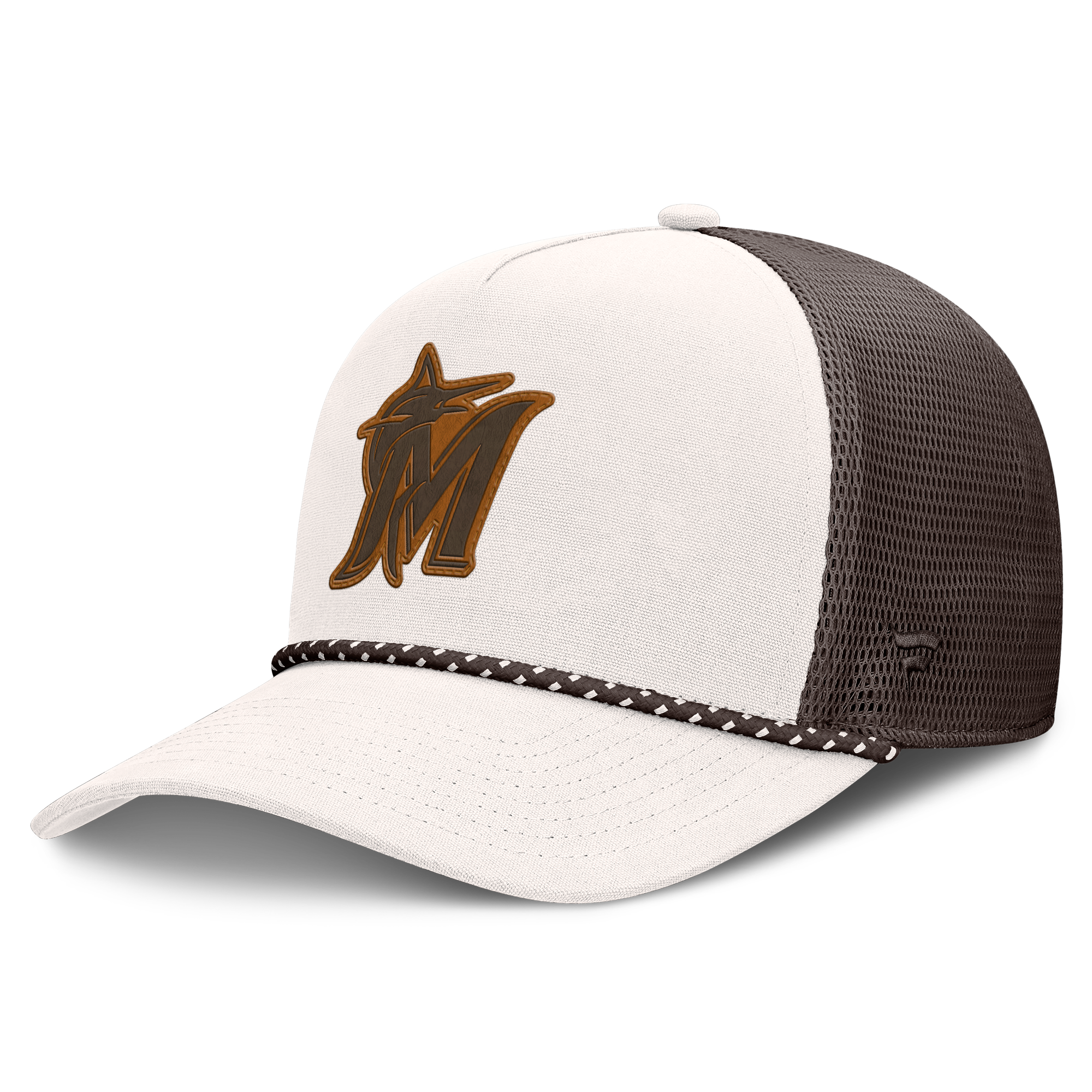 Men's Fanatics Cream/Brown Miami Marlins Level Up Bronco Adjustable Trucker Hat