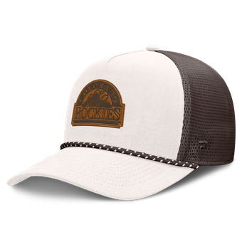 Men's Fanatics Cream/Brown Colorado Rockies Level Up Bronco Adjustable Trucker Hat