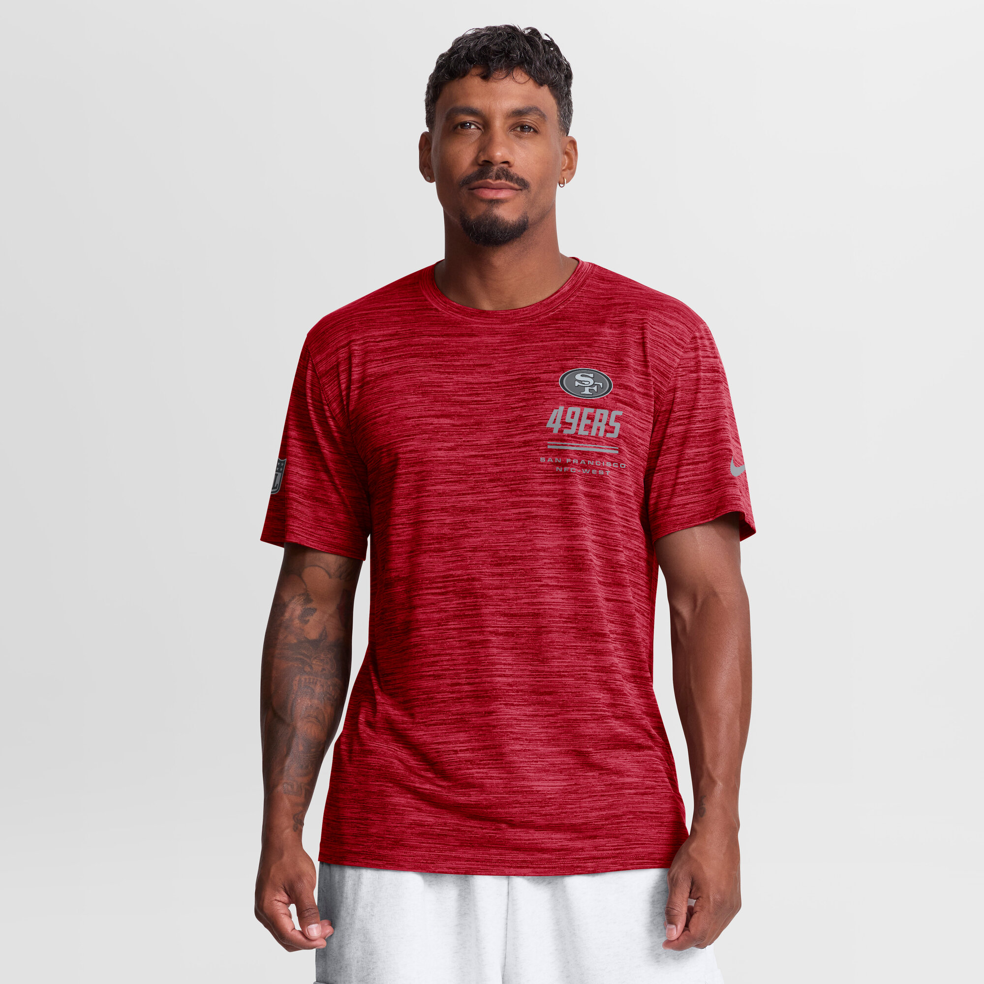 Men's Nike Scarlet San Francisco 49ers Sideline Double Covered Dri-FIT Velocity T-Shirt