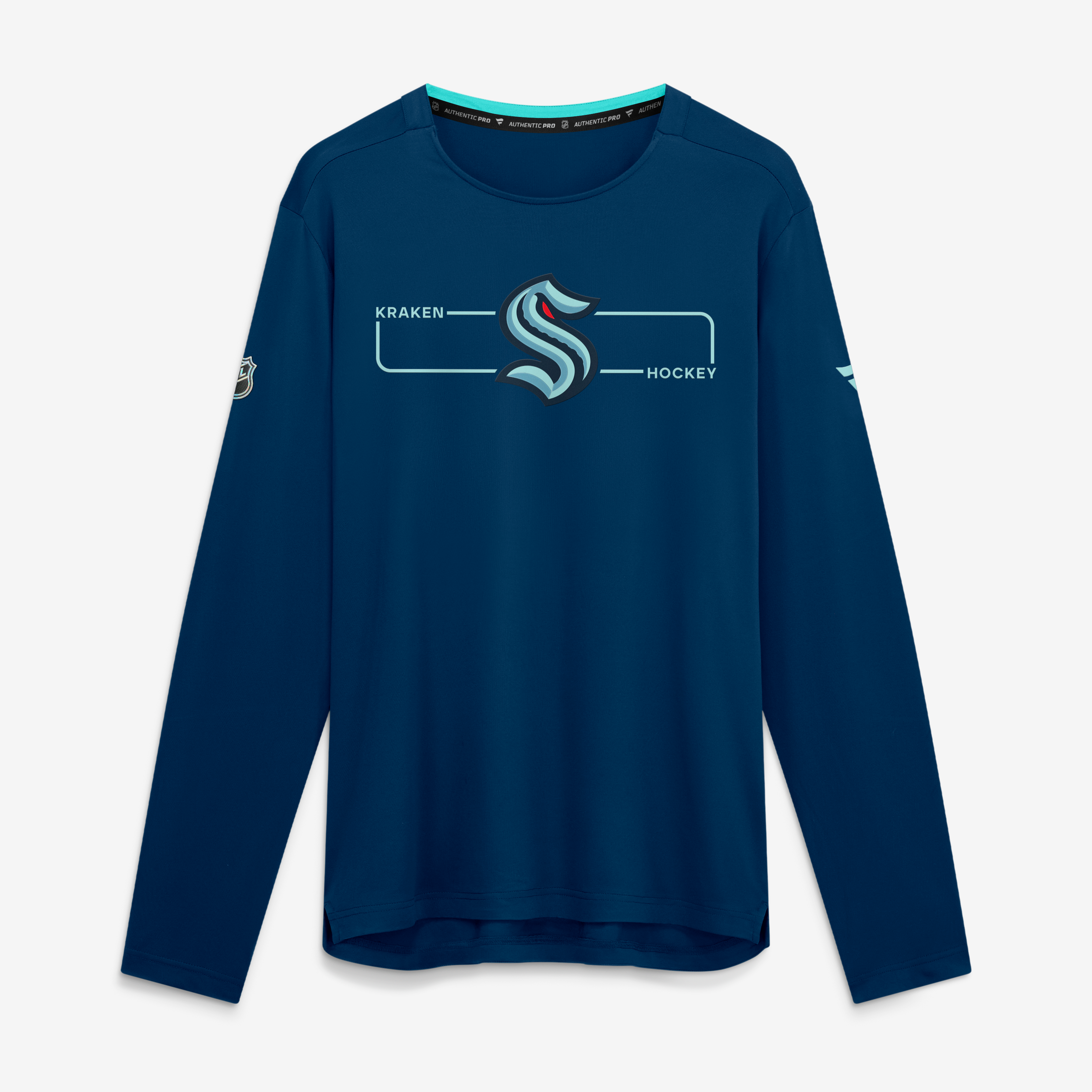 Men's Fanatics Deep Sea Blue Seattle Kraken Authentic Pro Rink Tech Long Sleeve T-Shirt