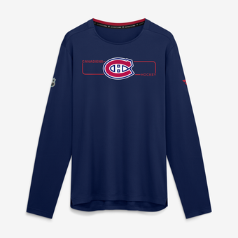 Men's Fanatics Navy Montreal Canadiens Authentic Pro Rink Tech Long Sleeve T-Shirt