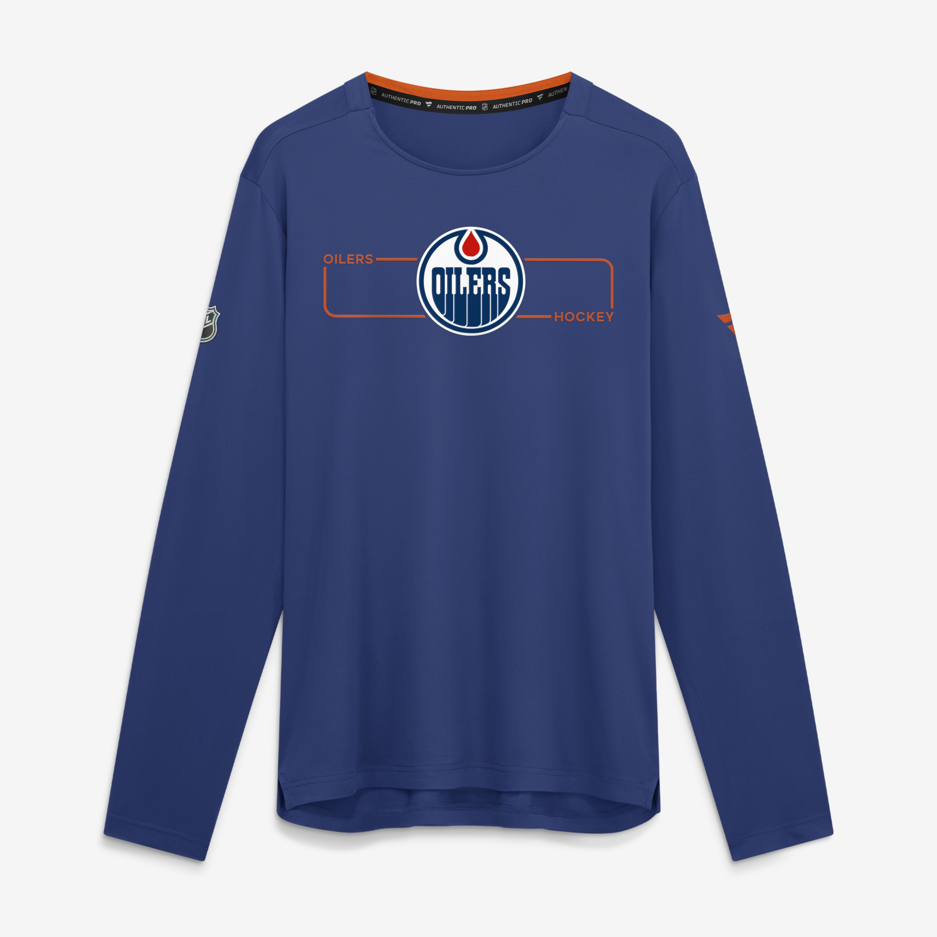 Men's Fanatics Royal Edmonton Oilers Authentic Pro Rink Tech Long Sleeve T-Shirt