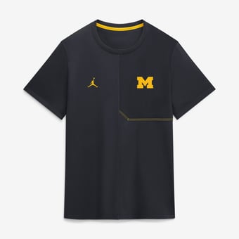 Men's Jordan Brand Navy Michigan Wolverines 2026 Sideline UV Dri-FIT Coaches Shirt