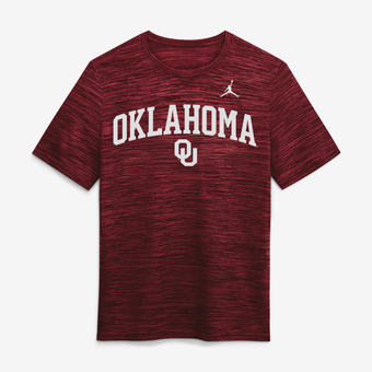 Men's Jordan Brand  Crimson Oklahoma Sooners Primetime Arch Logo Velocity Dri-FIT T-Shirt