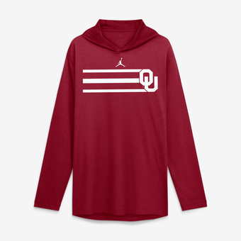 Men's Jordan Brand Crimson Oklahoma Sooners Primetime Pattern Tri-Blend Dri-FIT Long Sleeve Hooded T-Shirt