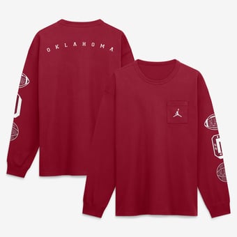 Men's Jordan Brand Crimson Oklahoma Sooners Academic Long Sleeve Pocket T-Shirt