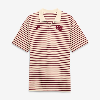 Men's Nike Natural/Crimson Oklahoma Sooners Striped Primary Logo Dri-FIT Polo