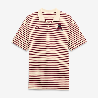 Men's Nike Natural/Crimson Alabama Crimson Tide Striped Primary Logo Dri-FIT Polo