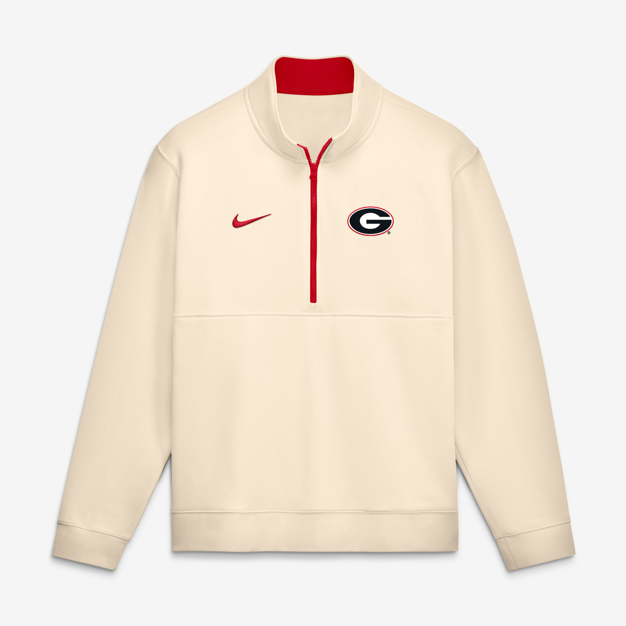Men's Nike Cream Georgia Bulldogs Primetime Club Fleece Half-Zip Pullover