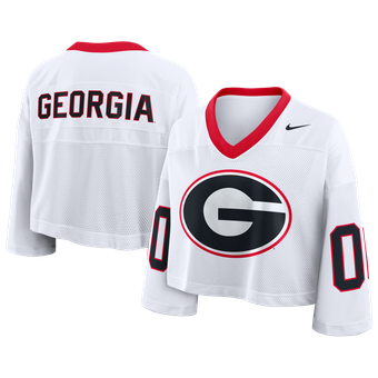 Women's Nike White Georgia Bulldogs Oversized Logo Cropped Fashion Jersey