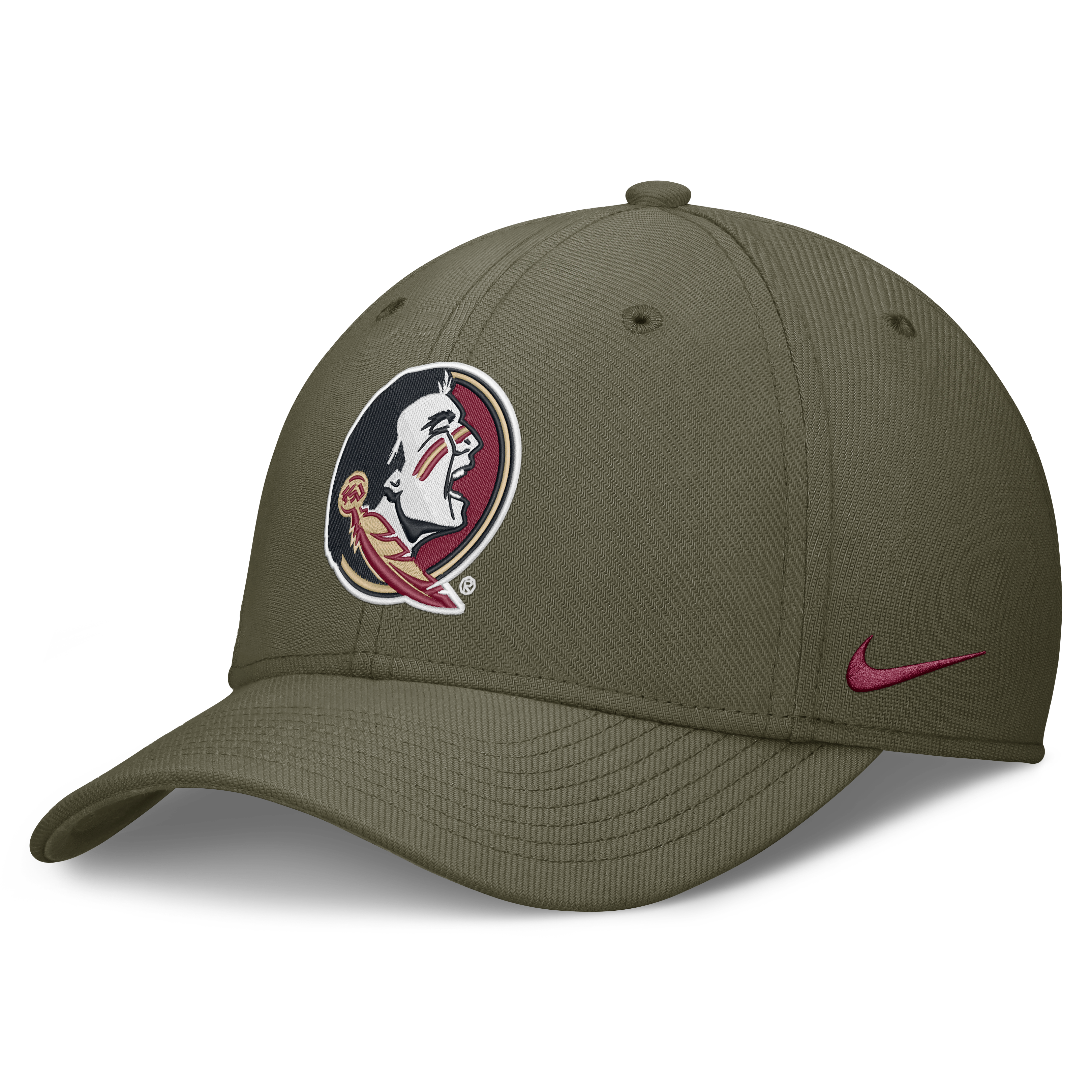 Men's Nike Olive Florida State Seminoles Primetime SwooshFlex Dri-FIT Hat