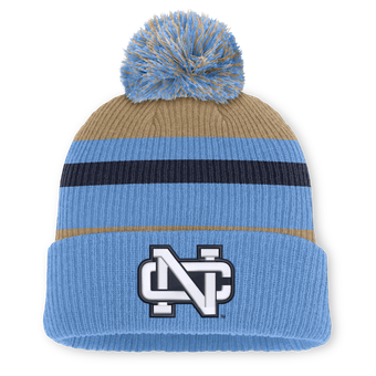 Unisex Nike  Carolina Blue/Beige North Carolina Tar Heels Legacy Striped Cuffed Knit Hat with Pom