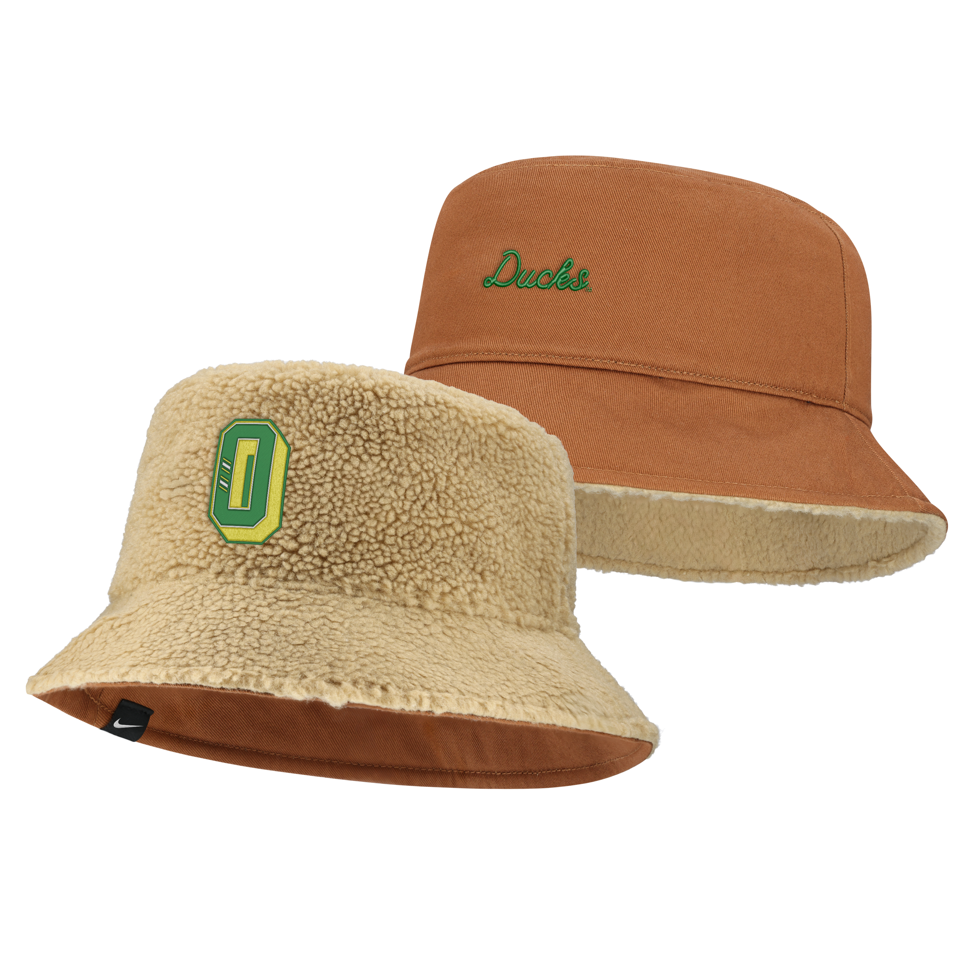 Unisex Nike Beige/Tan Oregon Ducks Campus Prep Script Reversible Bucket Hat