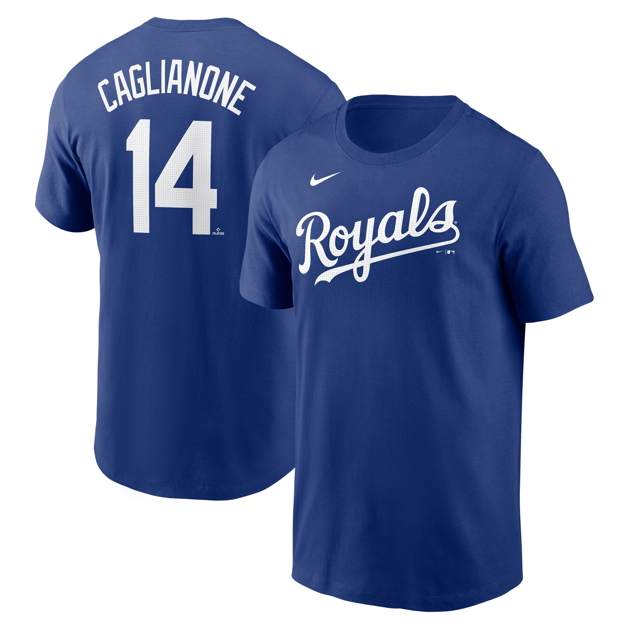 Men's Nike Jac Caglianone Royal Kansas City Royals Fuse Name & Number T-Shirt