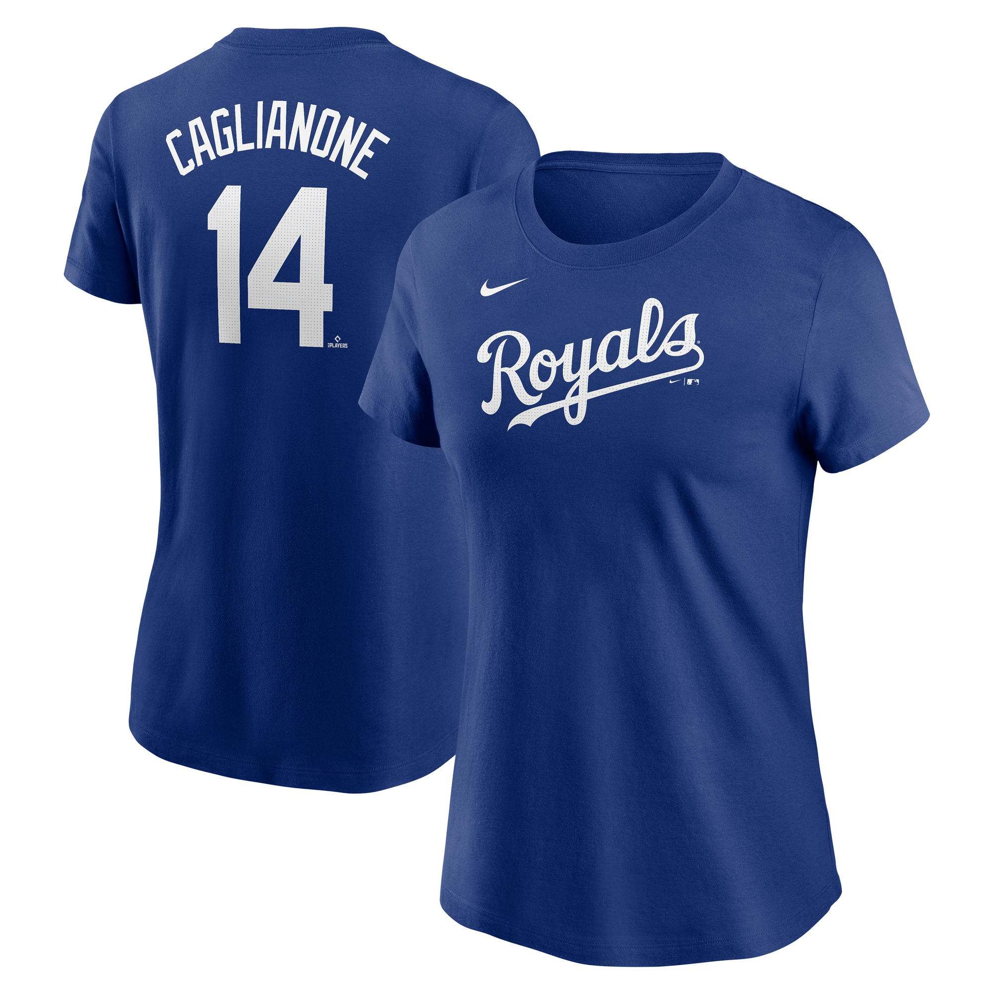 Women's Nike Jac Caglianone Royal Kansas City Royals Cooperstown Collection Fuse Name & Number T-Shirt