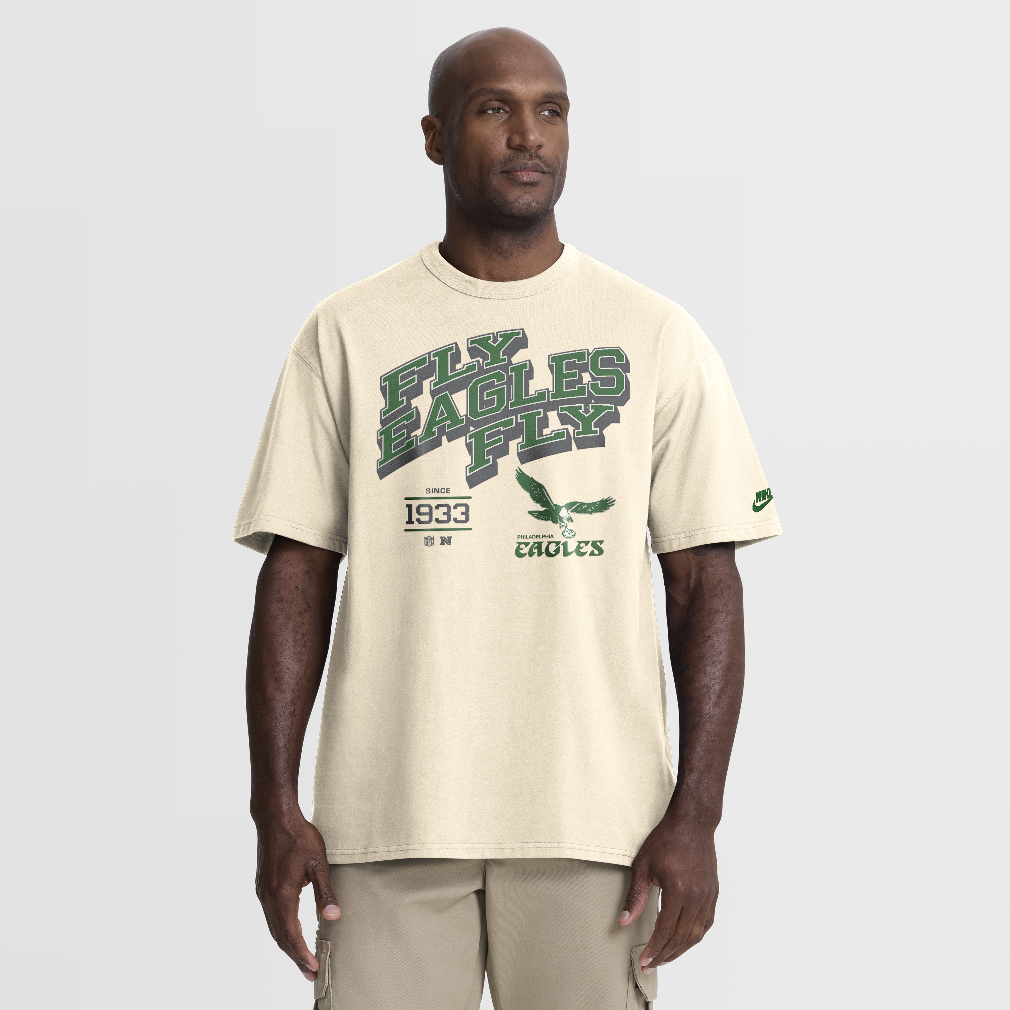 Men's Nike Natural Philadelphia Eagles Vintage Mod Blown Away Max90 T-Shirt
