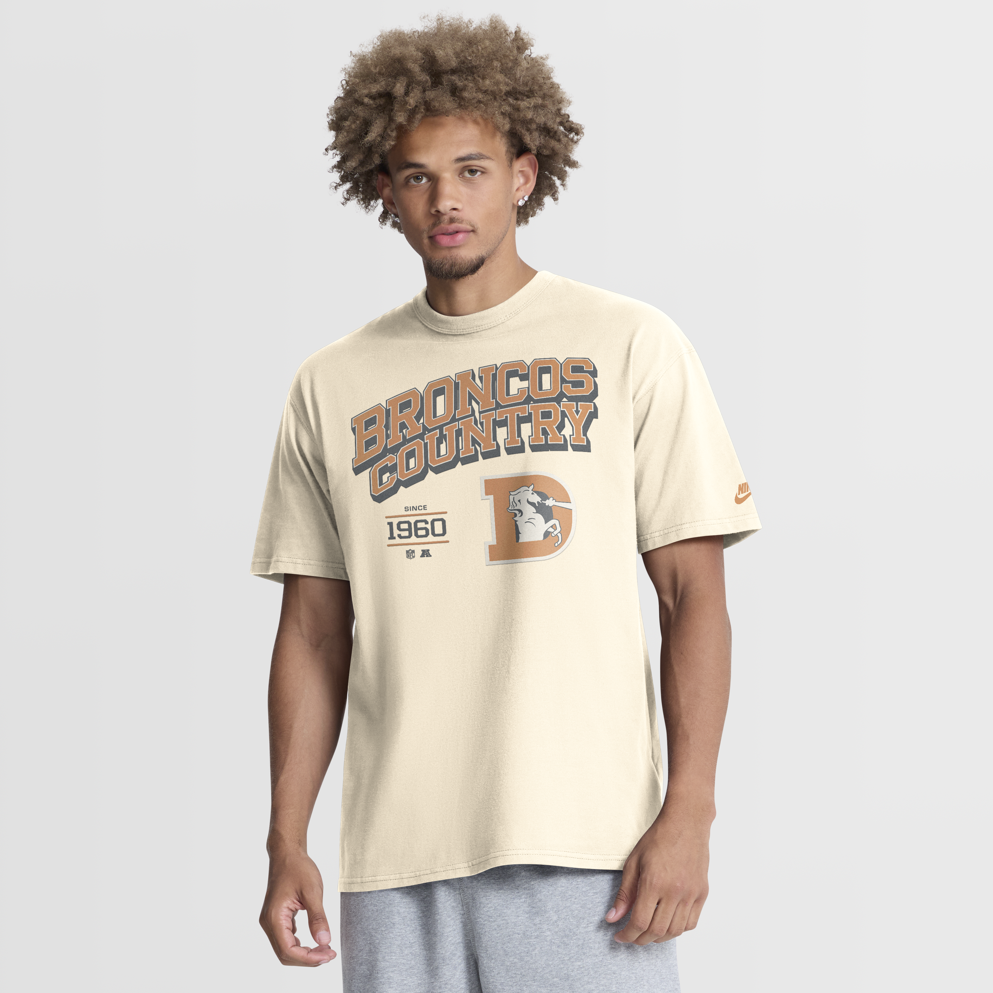 Men's Nike Natural Denver Broncos Vintage Mod Blown Away Max90 T-Shirt