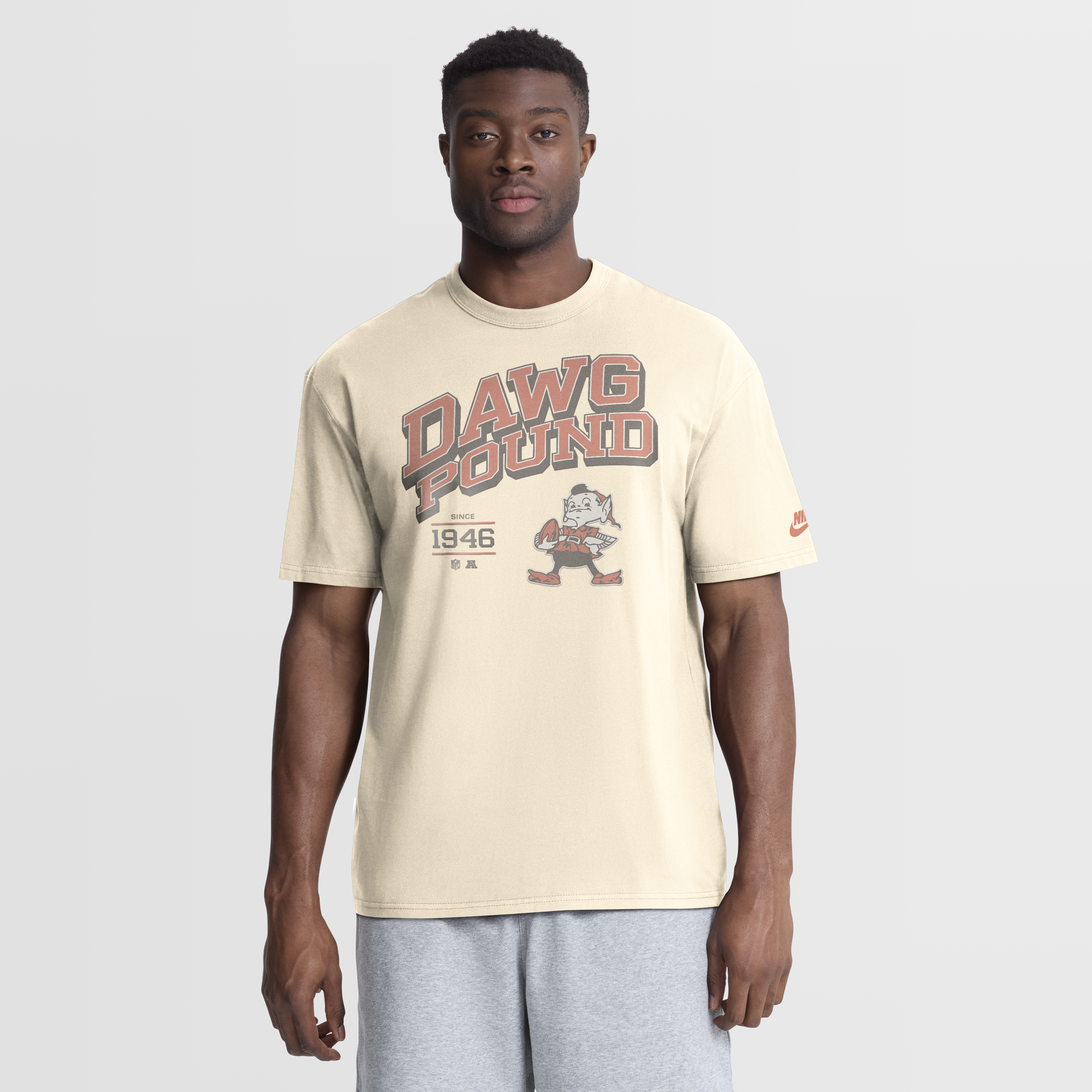 Men's Nike Natural Cleveland Browns Vintage Mod Blown Away Max90 T-Shirt