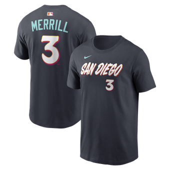 Men's Nike Jackson Merrill Obsidian San Diego Padres City Connect Name & Number T-Shirt