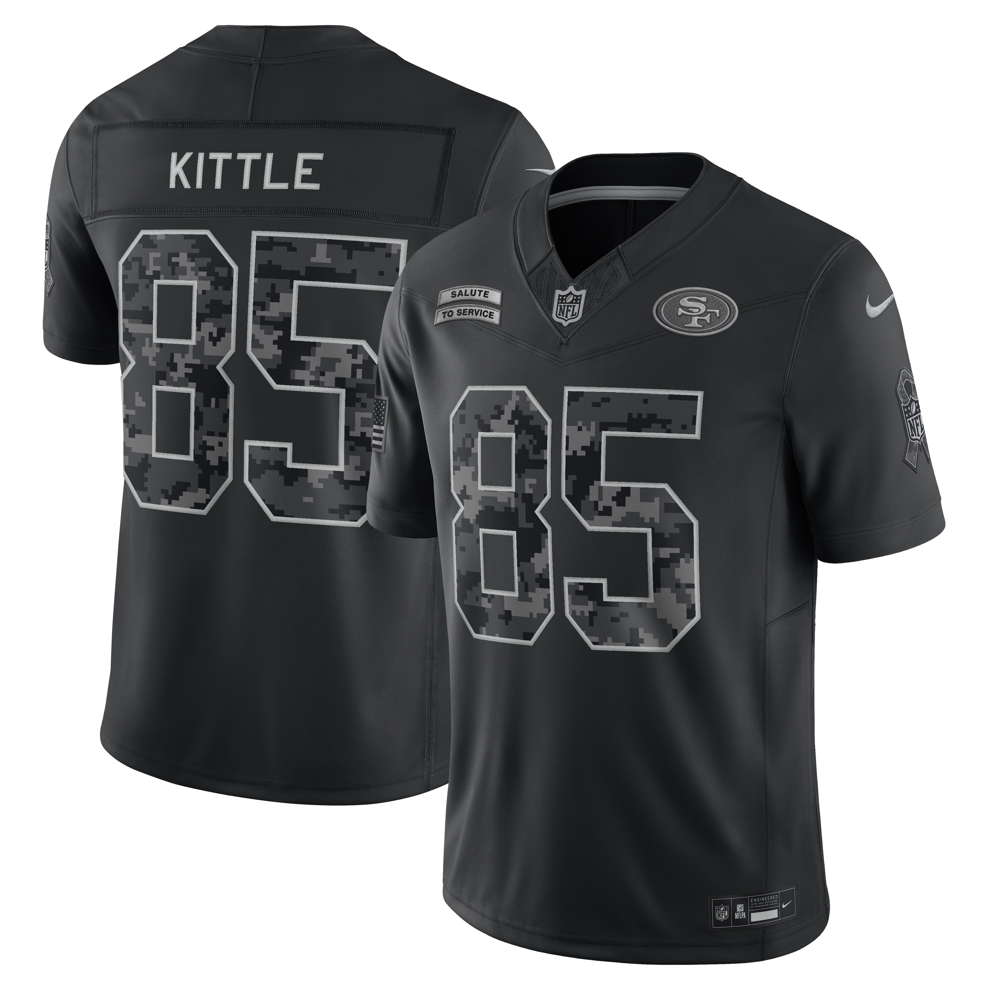 Men's Nike George Kittle Black San Francisco 49ers 2026 Salute to Service Stitched Limited Jersey