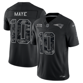 Men's Nike Drake Maye Black New England Patriots 2026 Salute to Service Stitched Limited Jersey